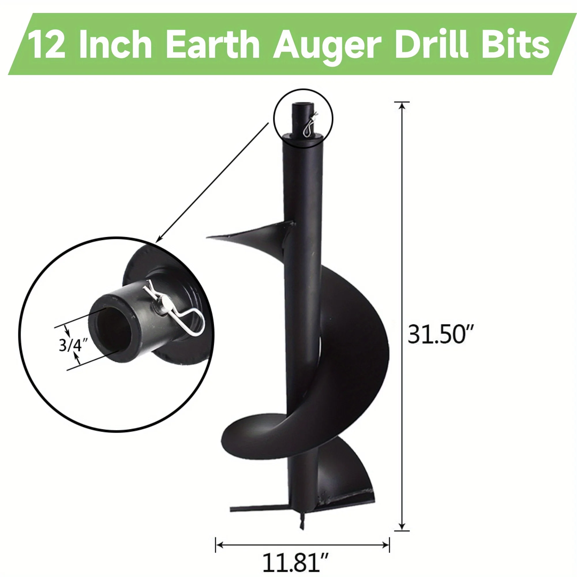 Post Hole Digger - Heavy-Gauge 12 Inch Auger Drill Bit