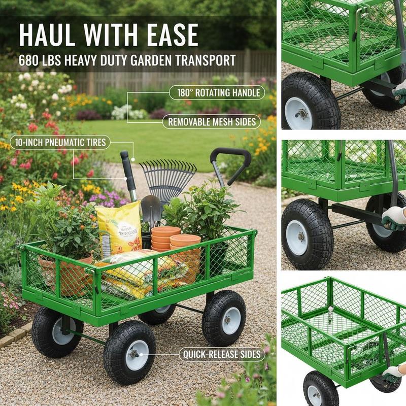 Steel Garden Cart 680 Lbs For  - огляд і ціна Heavy Equipment Yard