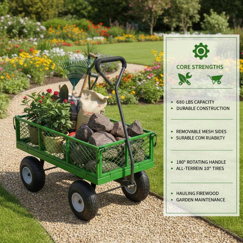 Steel Garden Cart 680 Lbs For  - огляд і ціна Heavy Equipment Yard