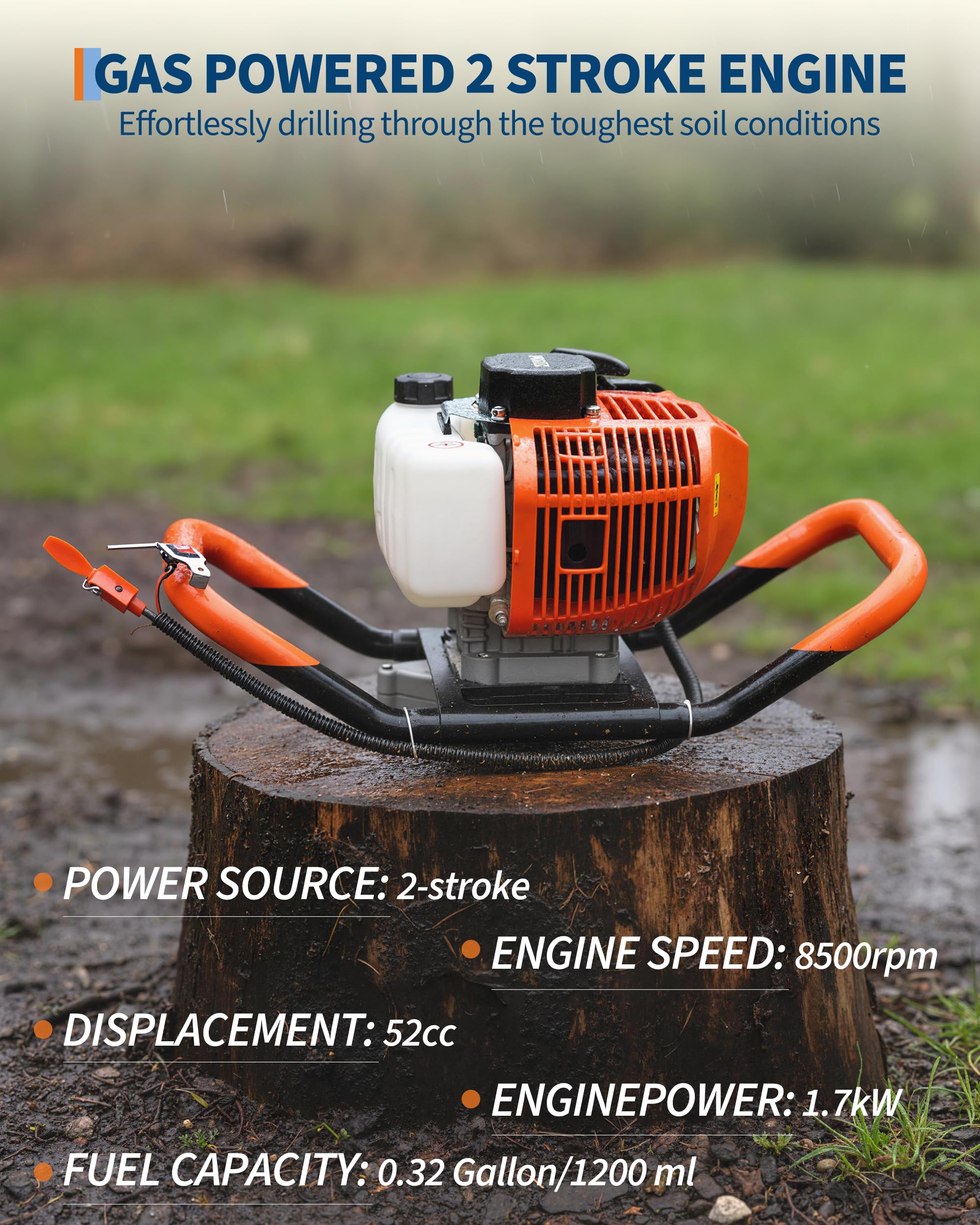 52cc Gas Powered Earth Auger P - огляд і ціна Post Hole Digger